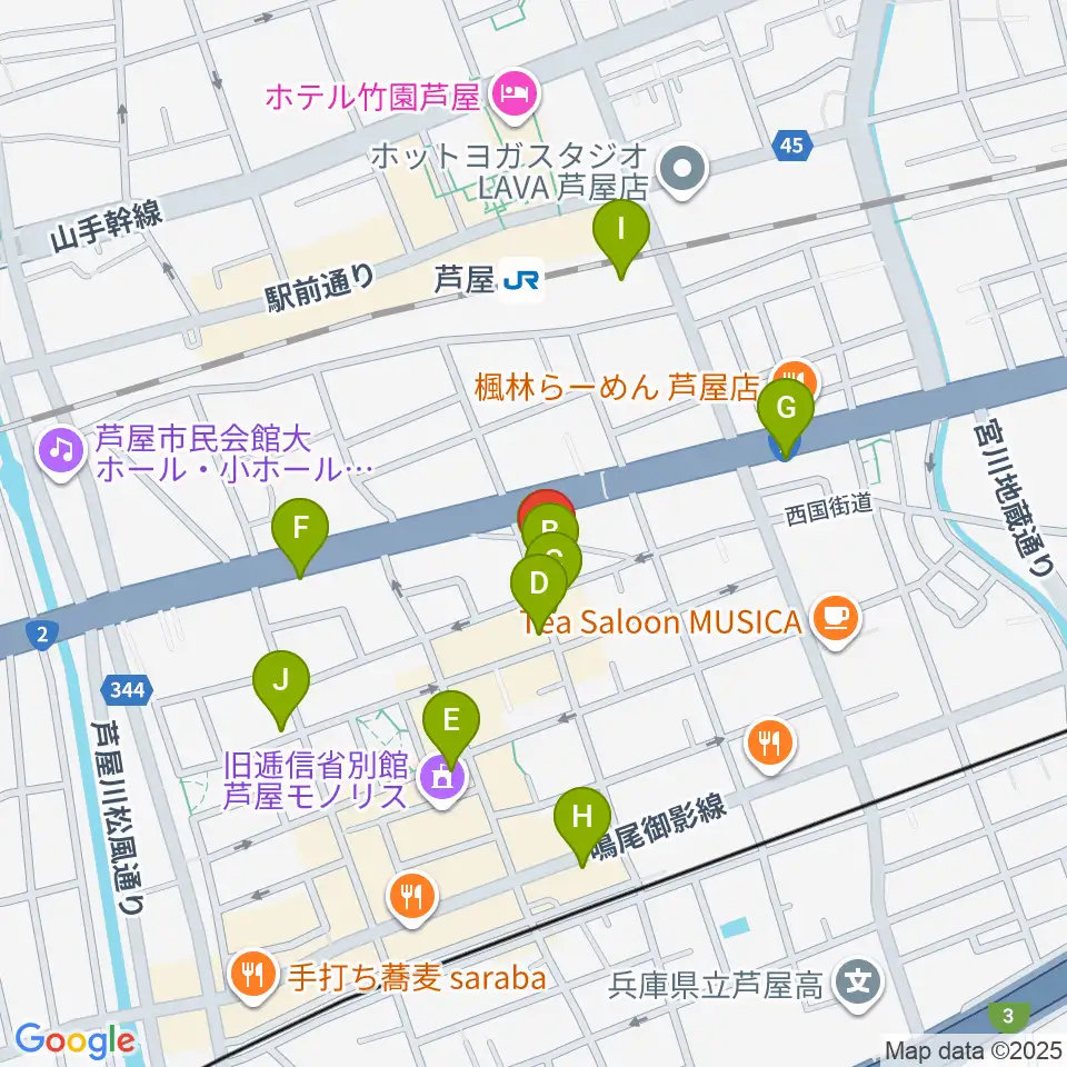 ステージ・アール周辺のカフェ一覧地図
