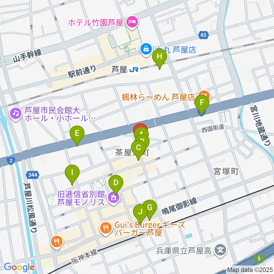 ステージ・アール周辺のカフェ一覧地図