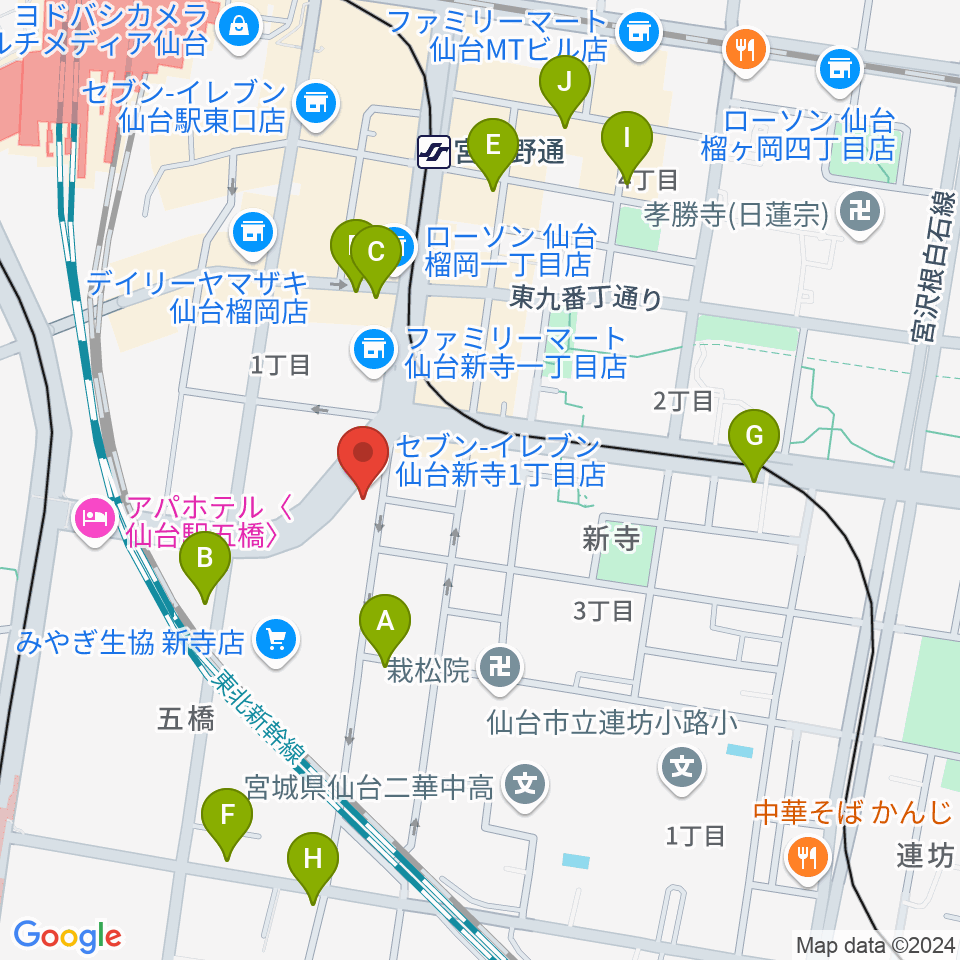 ミュージックランド音楽教室周辺のカフェ一覧地図