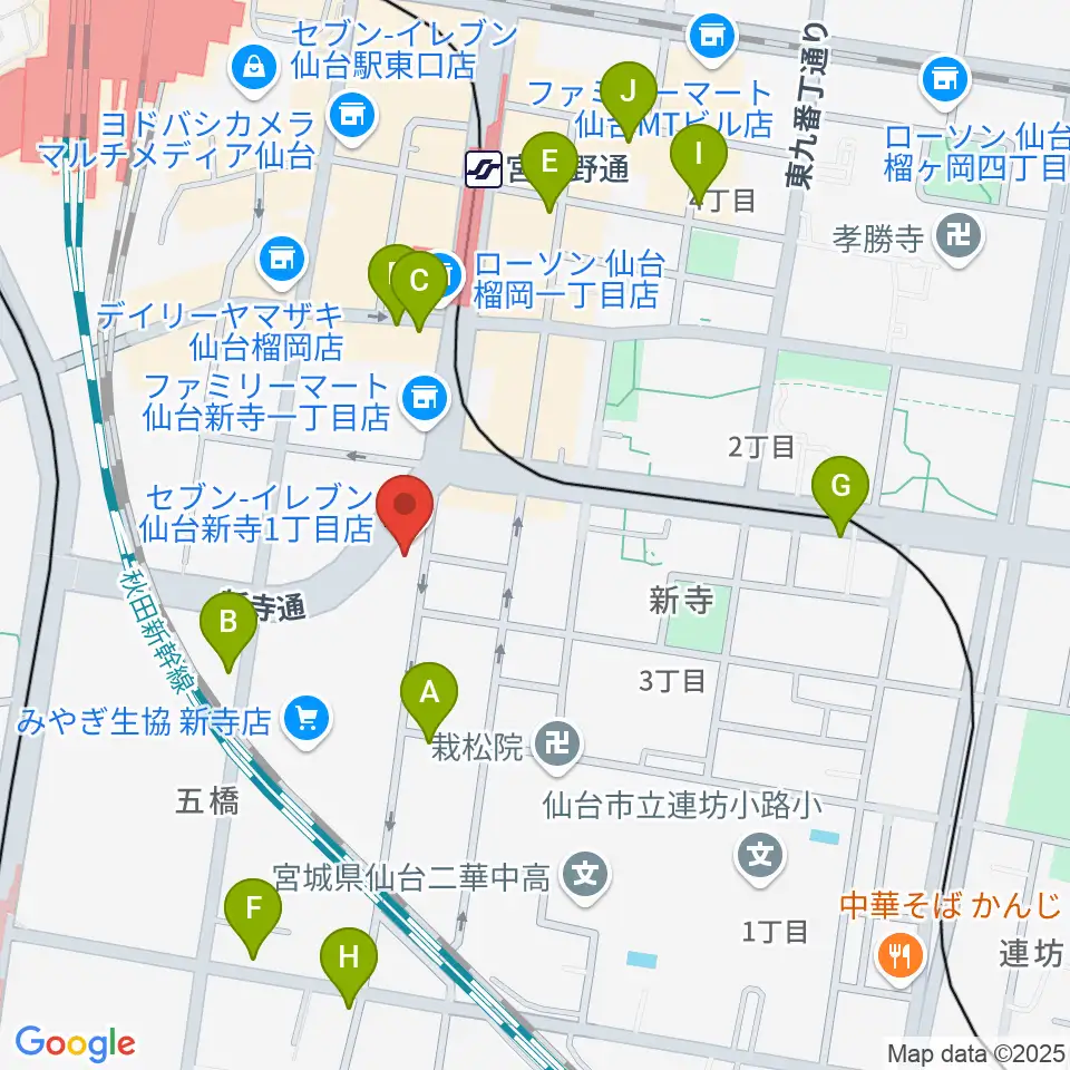 ミュージックランド音楽教室周辺のカフェ一覧地図