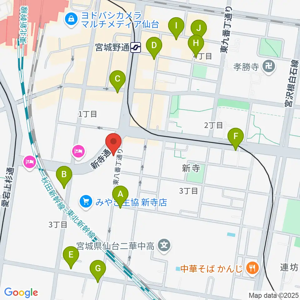 ミュージックランド音楽教室周辺のカフェ一覧地図