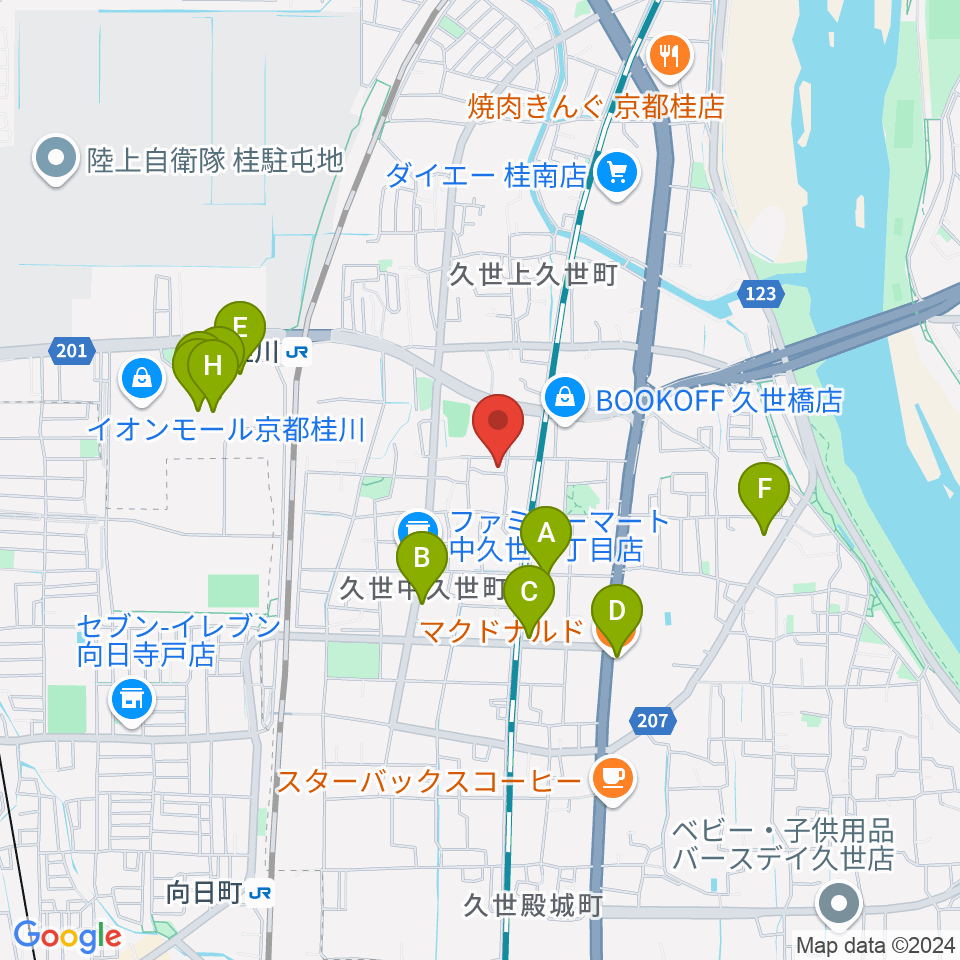 桂川スタジオワールド周辺のカフェ一覧地図