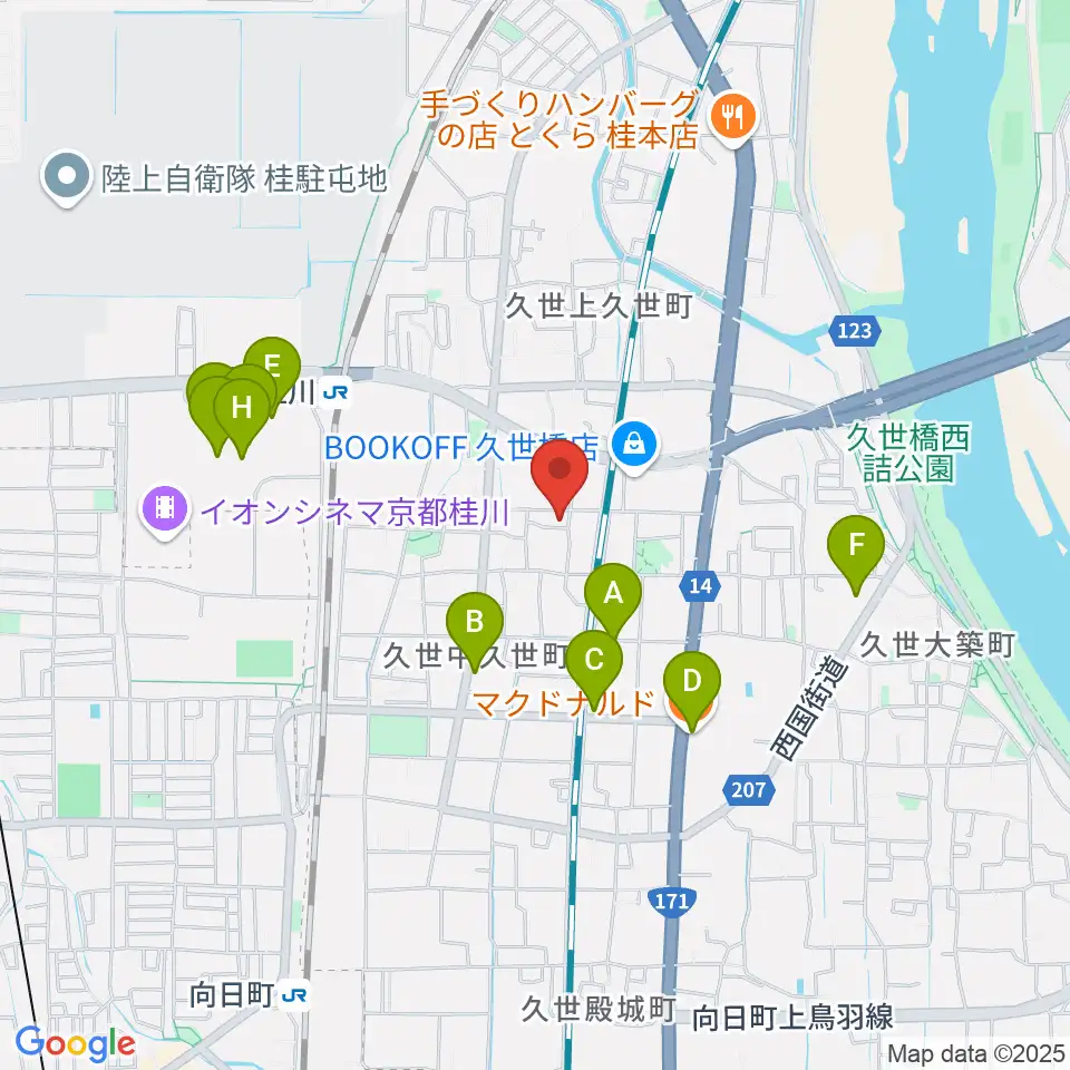 桂川スタジオワールド周辺のカフェ一覧地図
