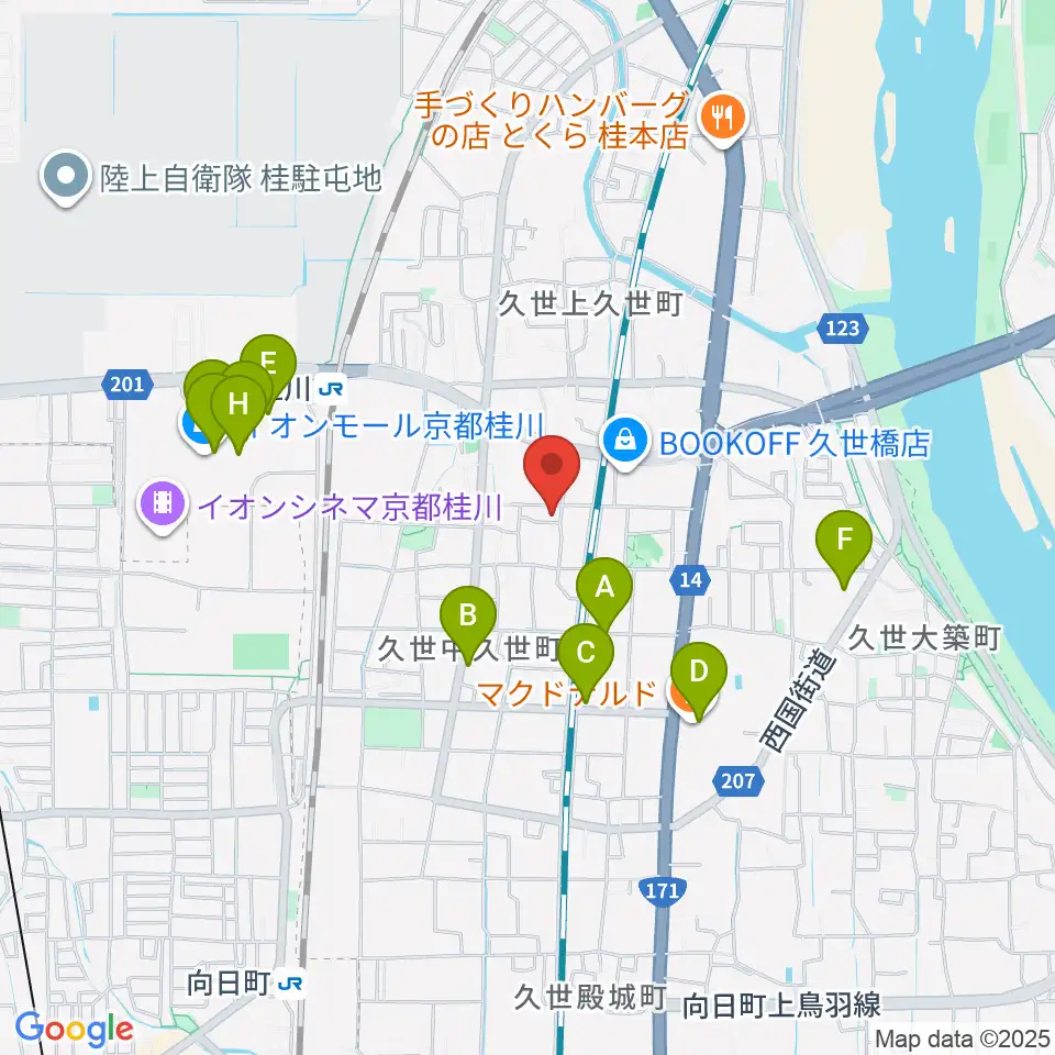 桂川スタジオワールド周辺のカフェ一覧地図