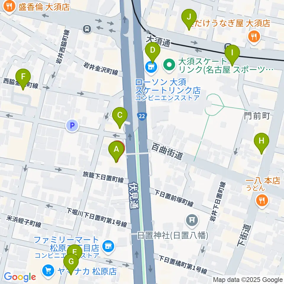 BLstudio30西大須周辺のカフェ一覧地図