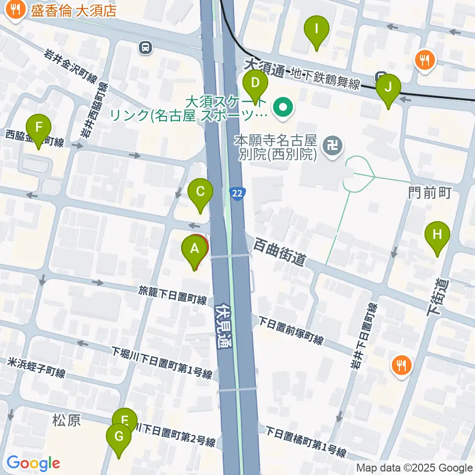 BLstudio30西大須周辺のカフェ一覧地図