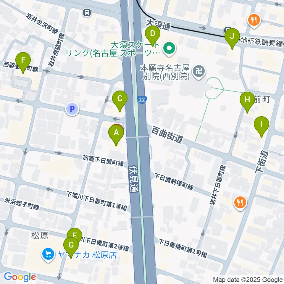 BLstudio30西大須周辺のカフェ一覧地図