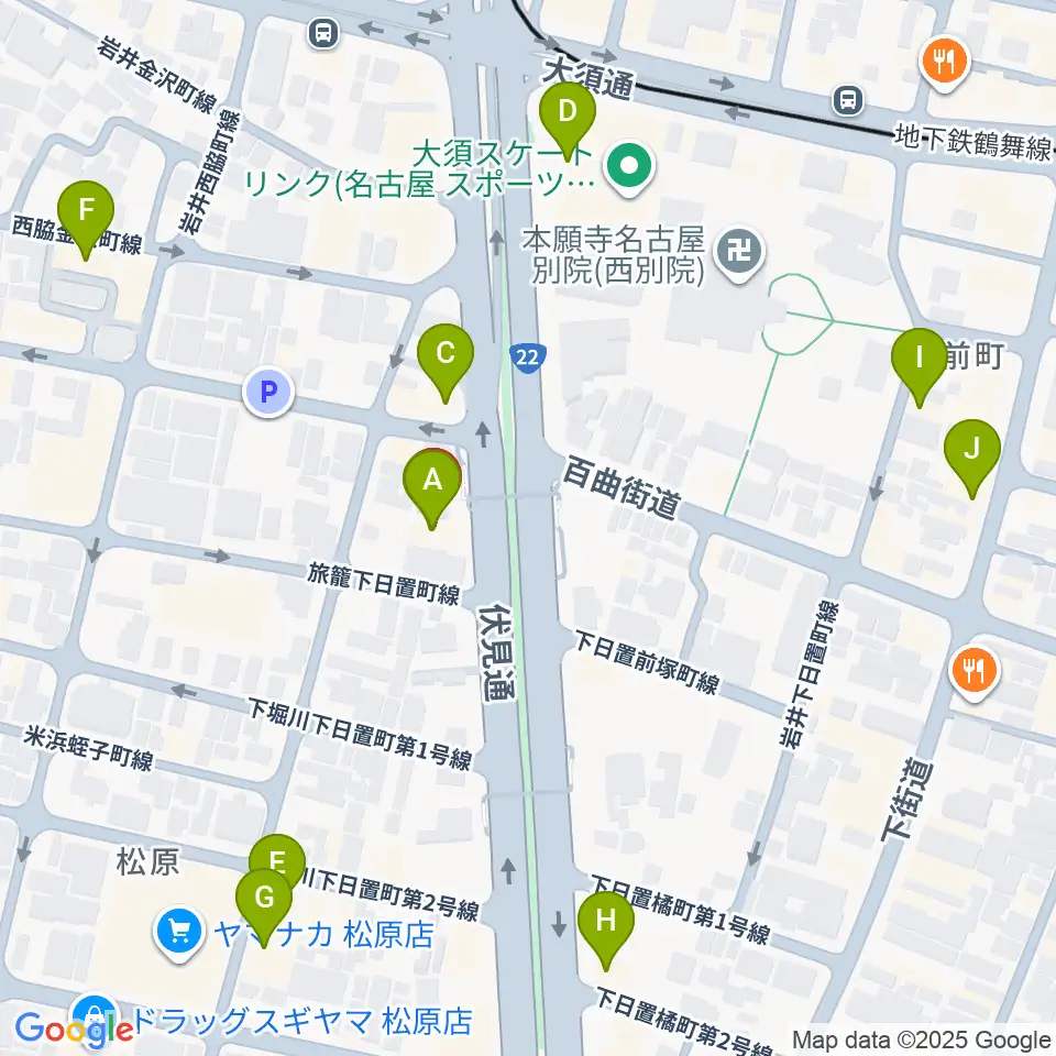 BLstudio30西大須周辺のカフェ一覧地図