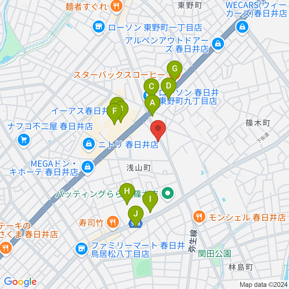 BLスタジオ 春日井店周辺のカフェ一覧地図