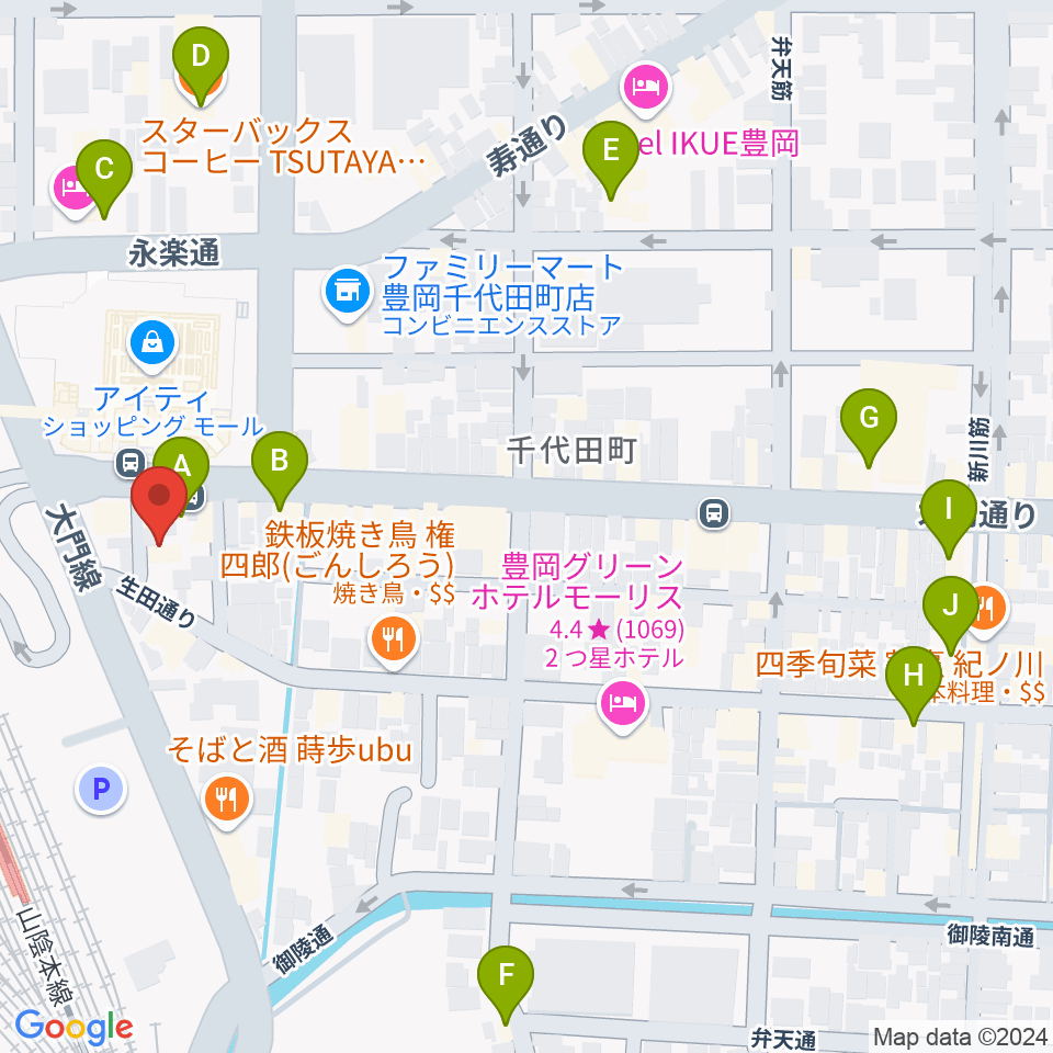 （株）ビート楽器 音楽教室周辺のカフェ一覧地図