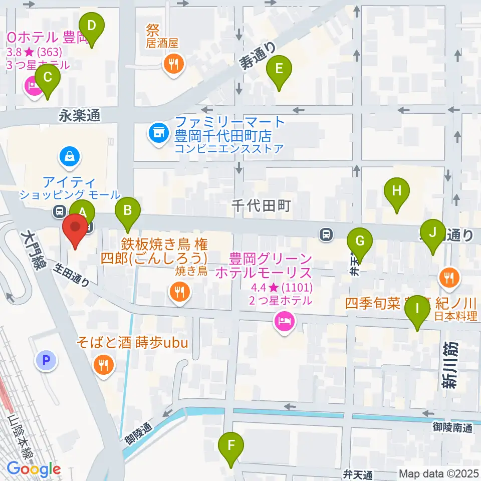 ビート楽器 音楽教室周辺のカフェ一覧地図