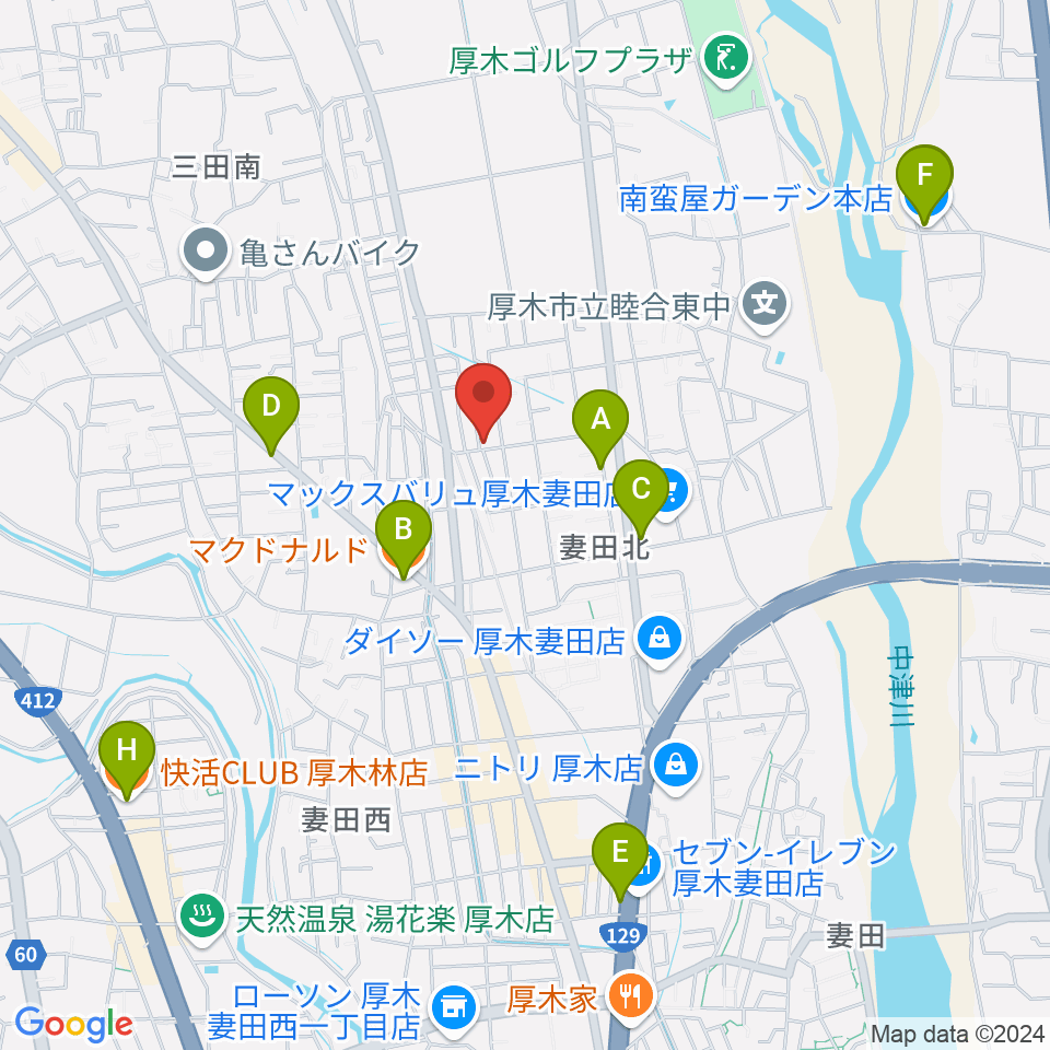 アイリス音楽教室周辺のカフェ一覧地図