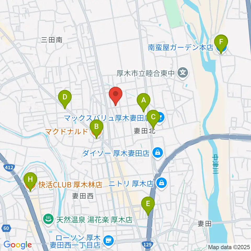 アイリス音楽教室周辺のカフェ一覧地図