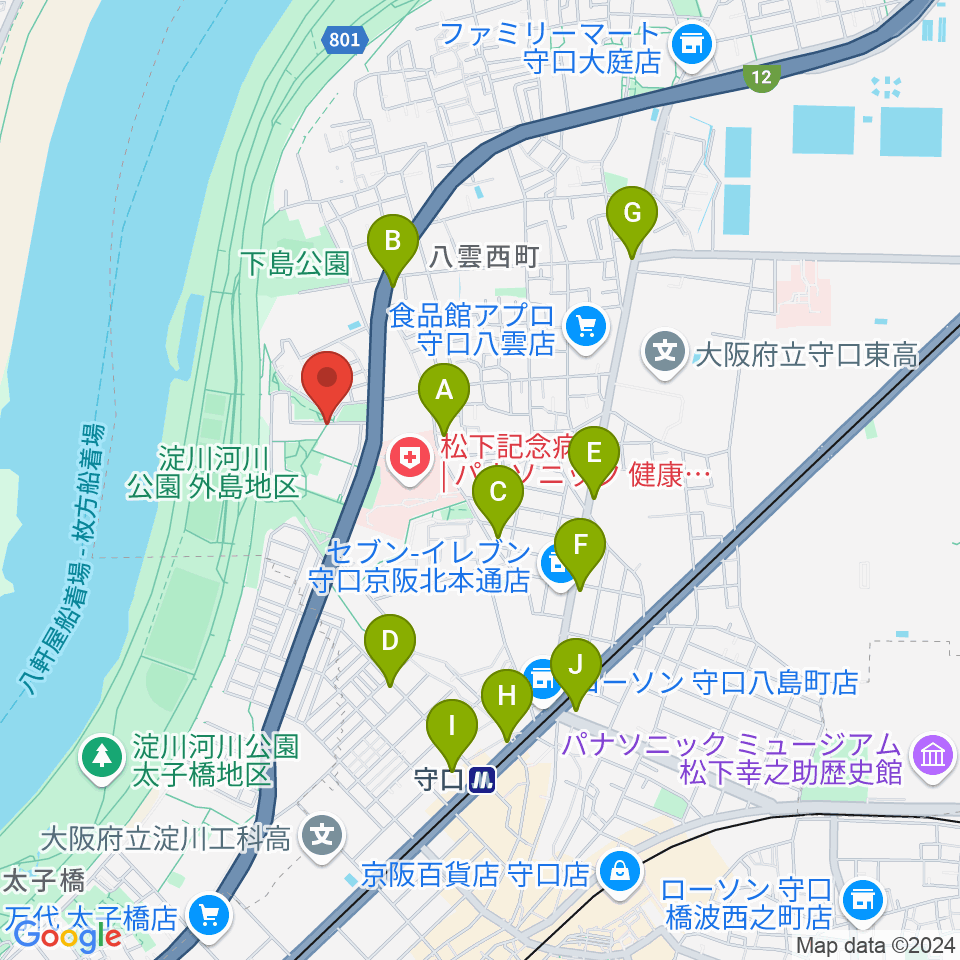 かわの音楽教室周辺のカフェ一覧地図