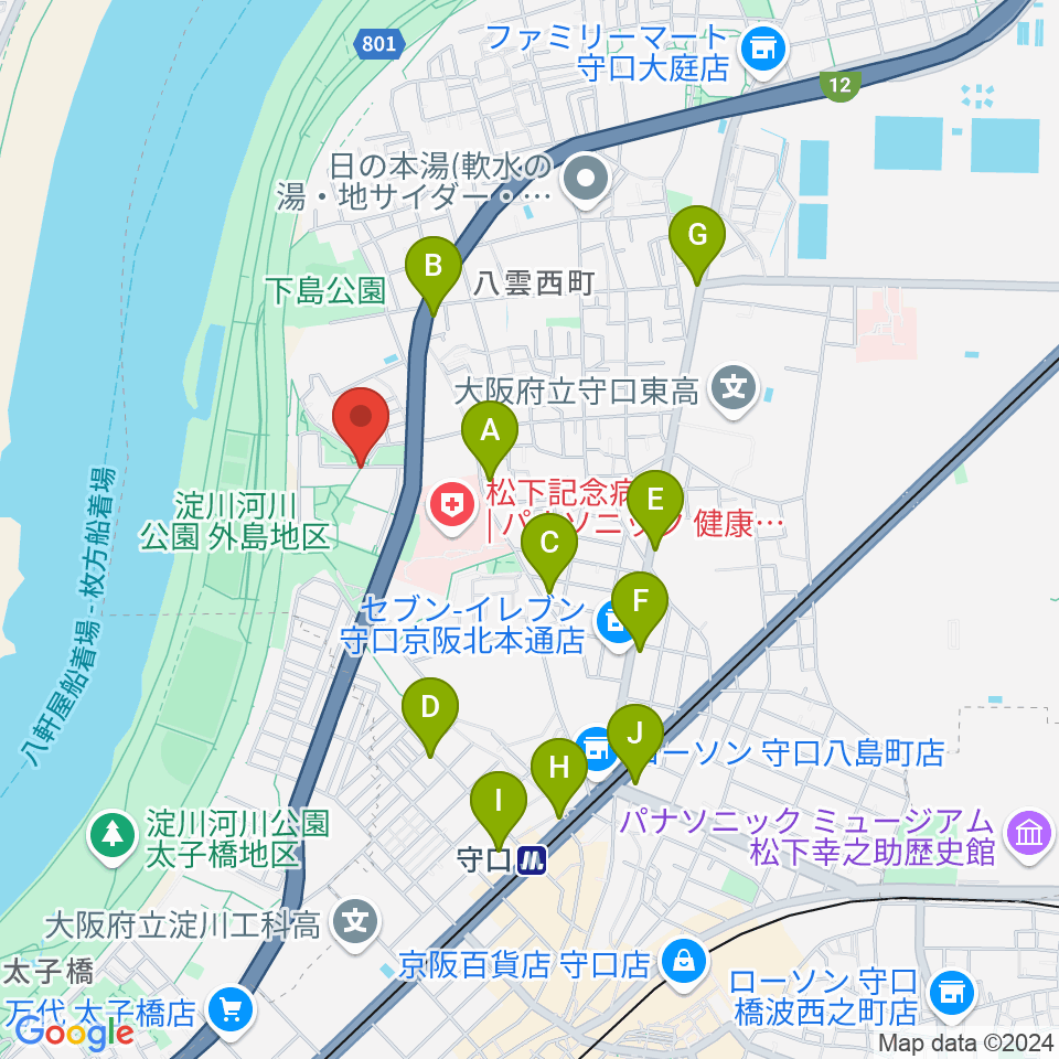 かわの音楽教室周辺のカフェ一覧地図