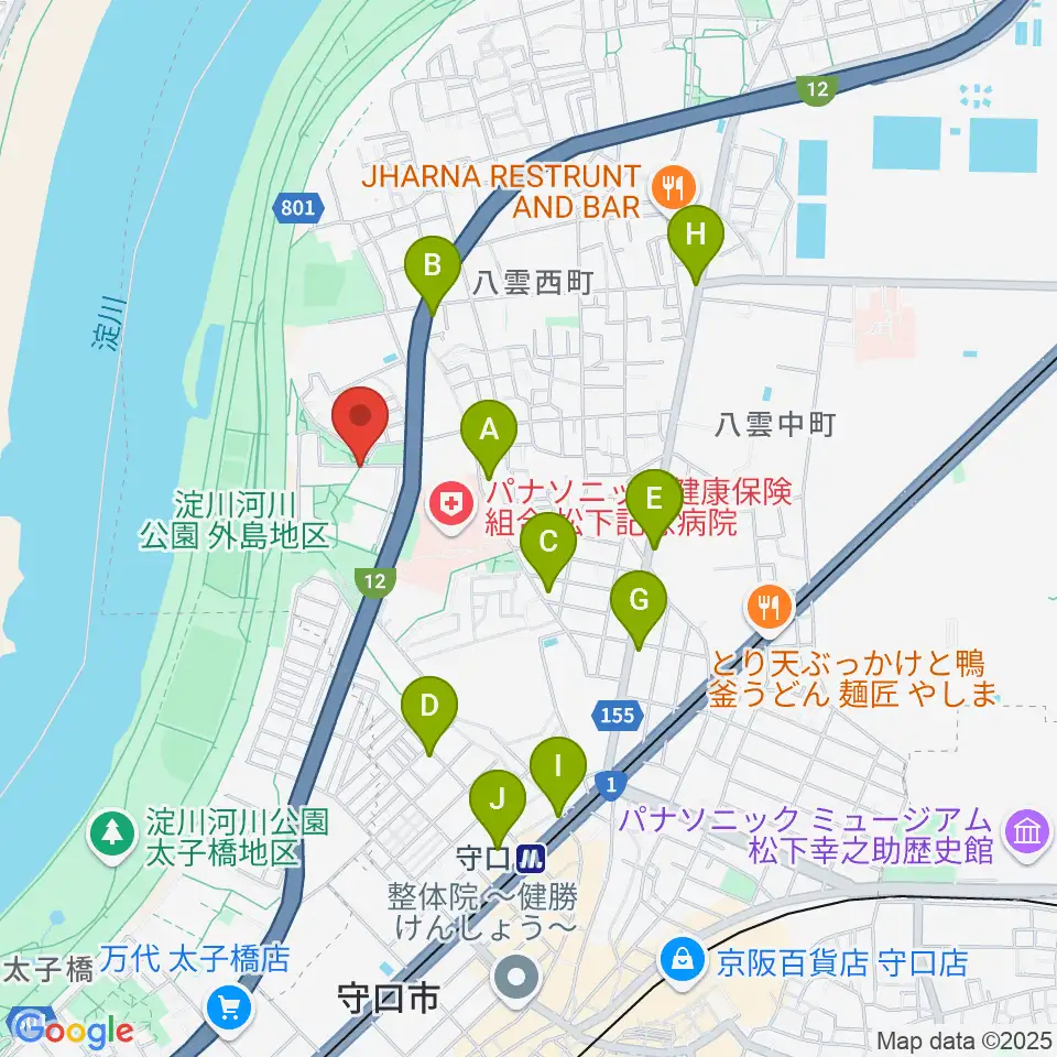 かわの音楽教室周辺のカフェ一覧地図