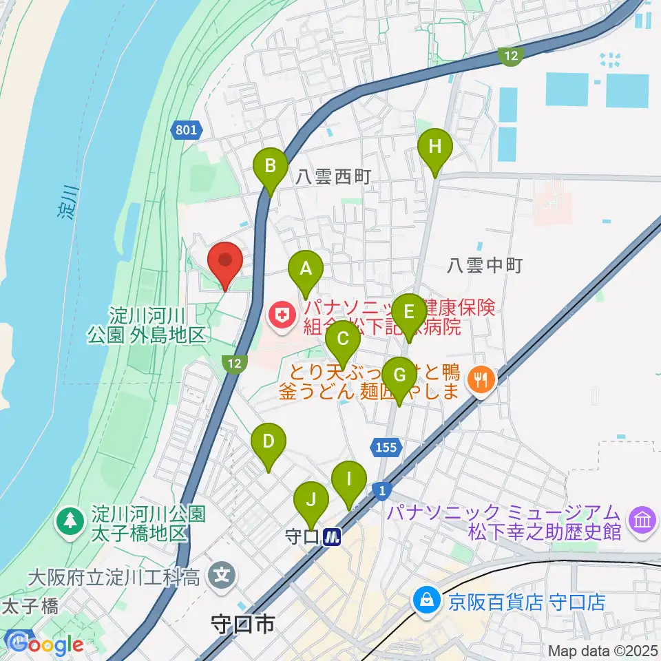 かわの音楽教室周辺のカフェ一覧地図