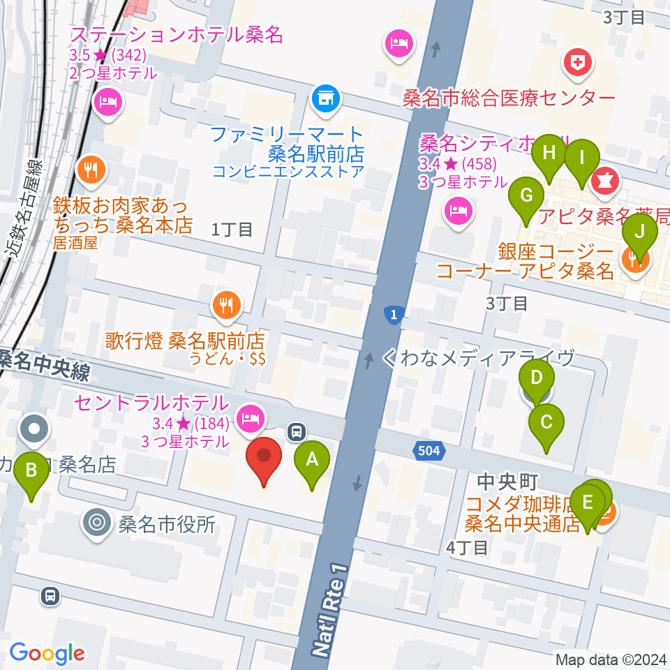 ミュージックショップハマダ周辺のカフェ一覧地図