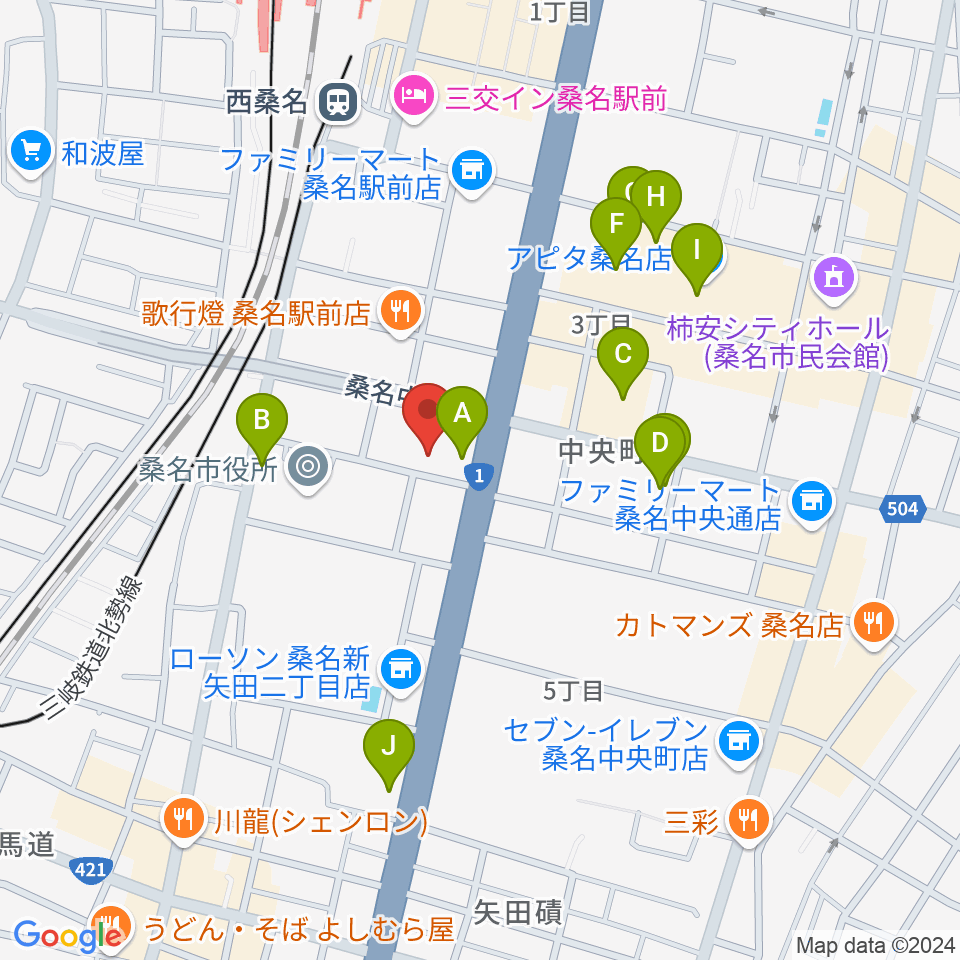 ミュージックショップハマダ周辺のカフェ一覧地図