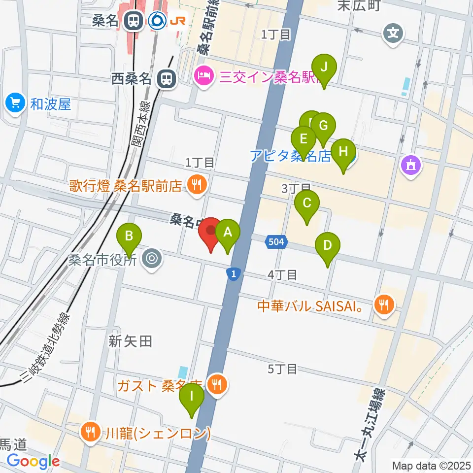 ミュージックショップハマダ周辺のカフェ一覧地図