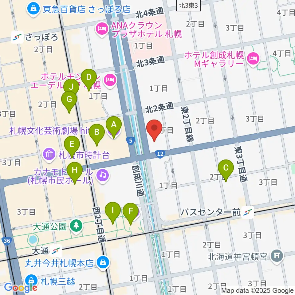 コープさっぽろ文化教室 中央文化教室周辺のカフェ一覧地図