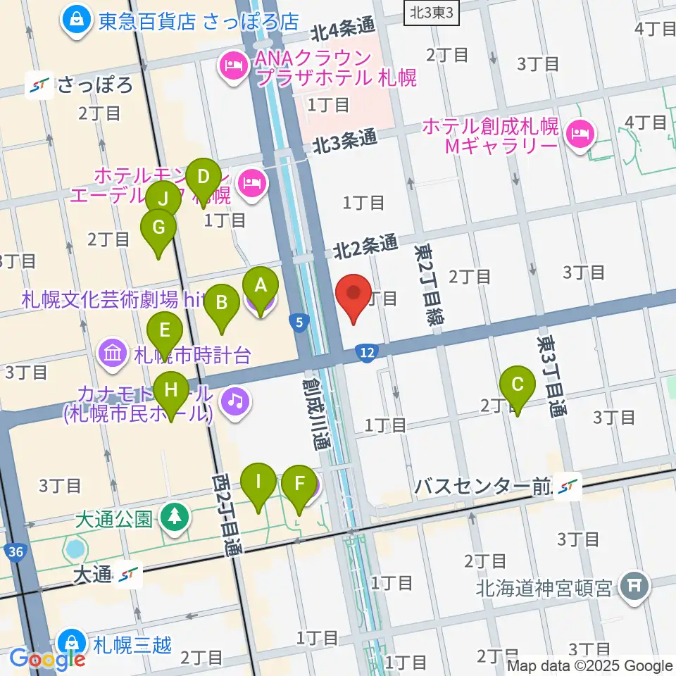 コープさっぽろ文化教室 中央文化教室周辺のカフェ一覧地図