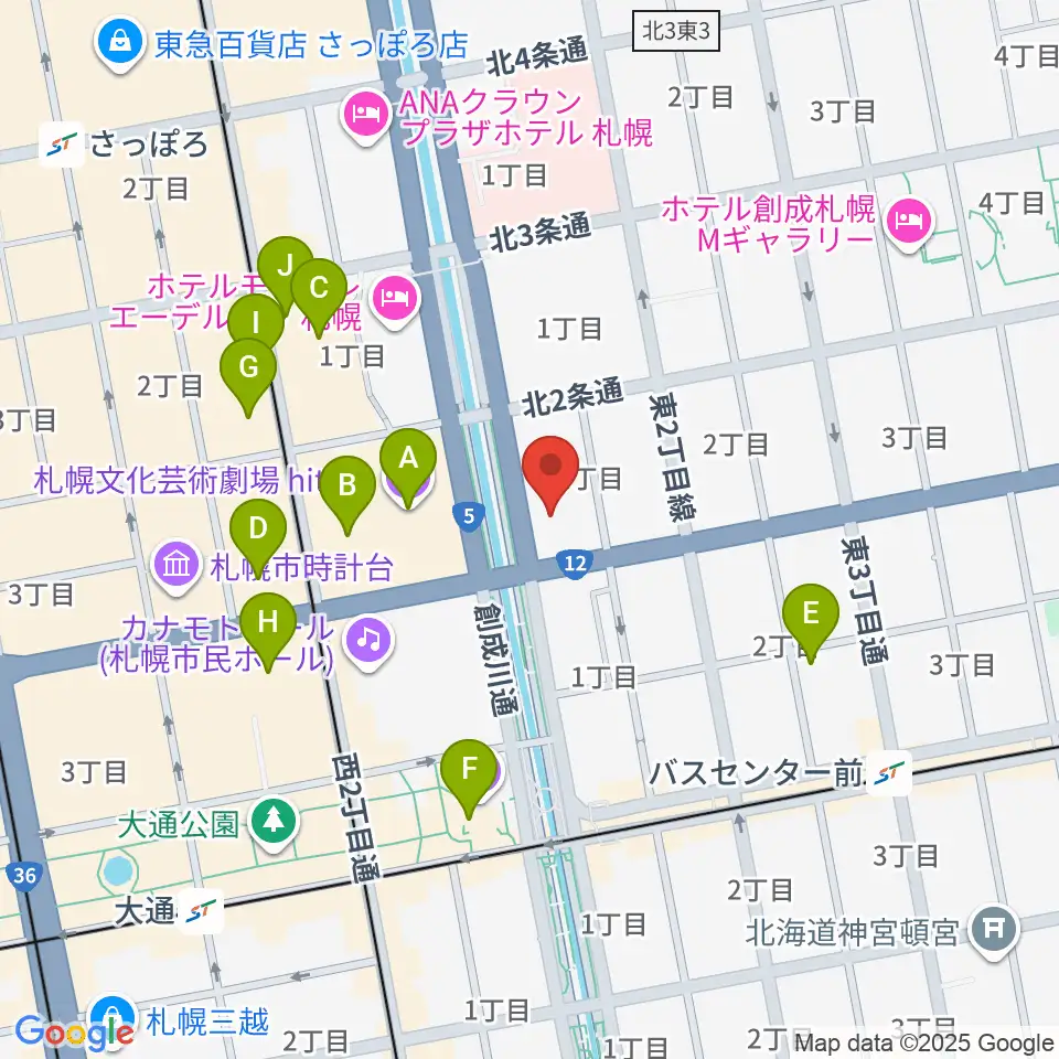 コープさっぽろ文化教室 中央文化教室周辺のカフェ一覧地図