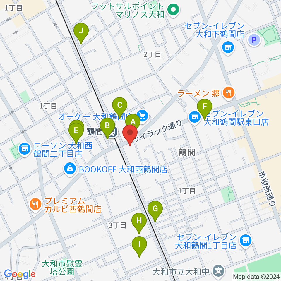 イチキバレエスタジオ＆ピアノ教室周辺のカフェ一覧地図