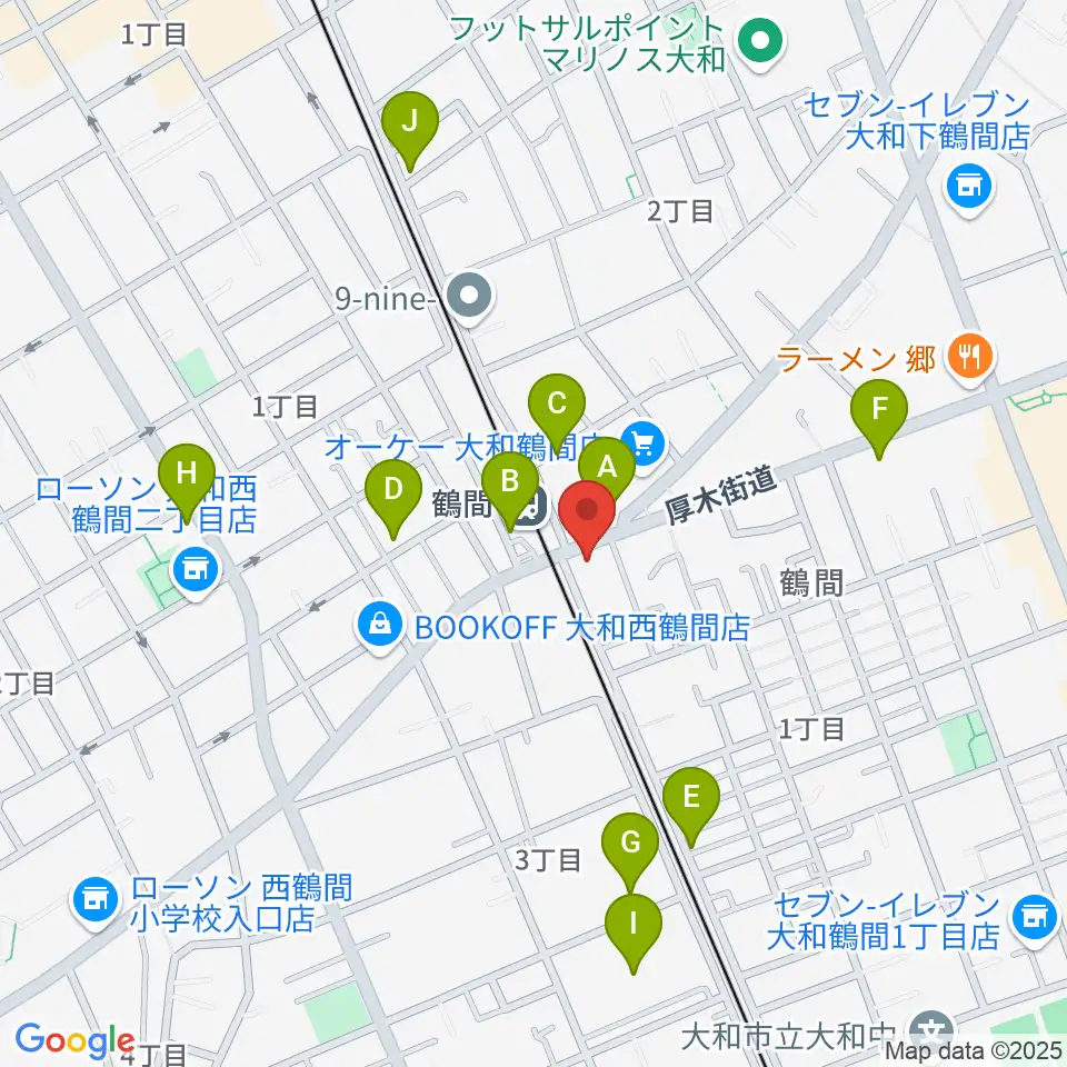 イチキバレエスタジオ＆ピアノ教室周辺のカフェ一覧地図