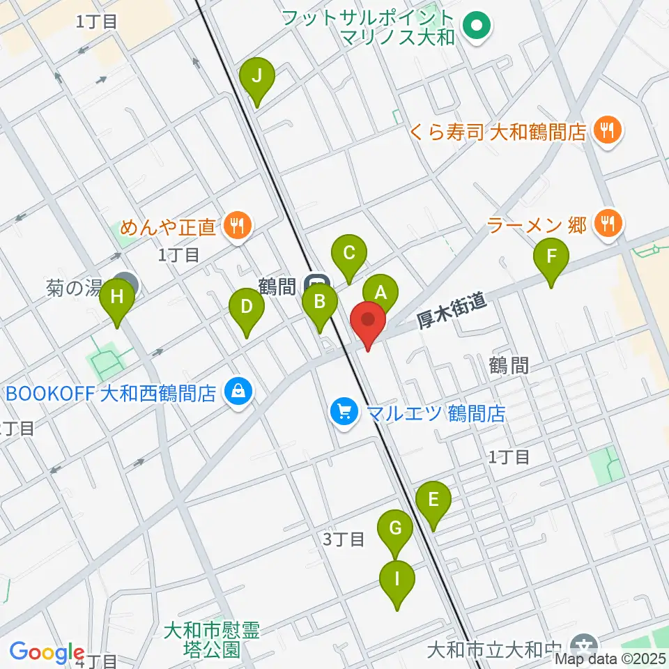 イチキバレエスタジオ＆ピアノ教室周辺のカフェ一覧地図