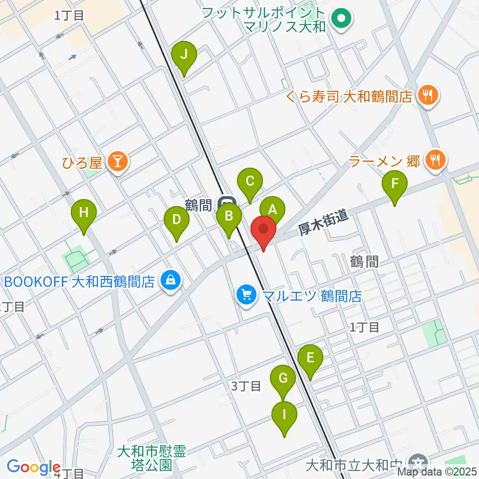 イチキバレエスタジオ＆ピアノ教室周辺のカフェ一覧地図