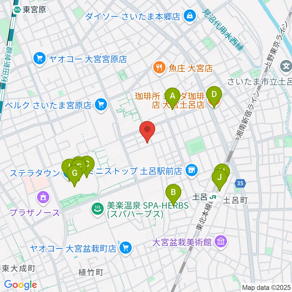 イプシロン・ピアノクラブ周辺のカフェ一覧地図
