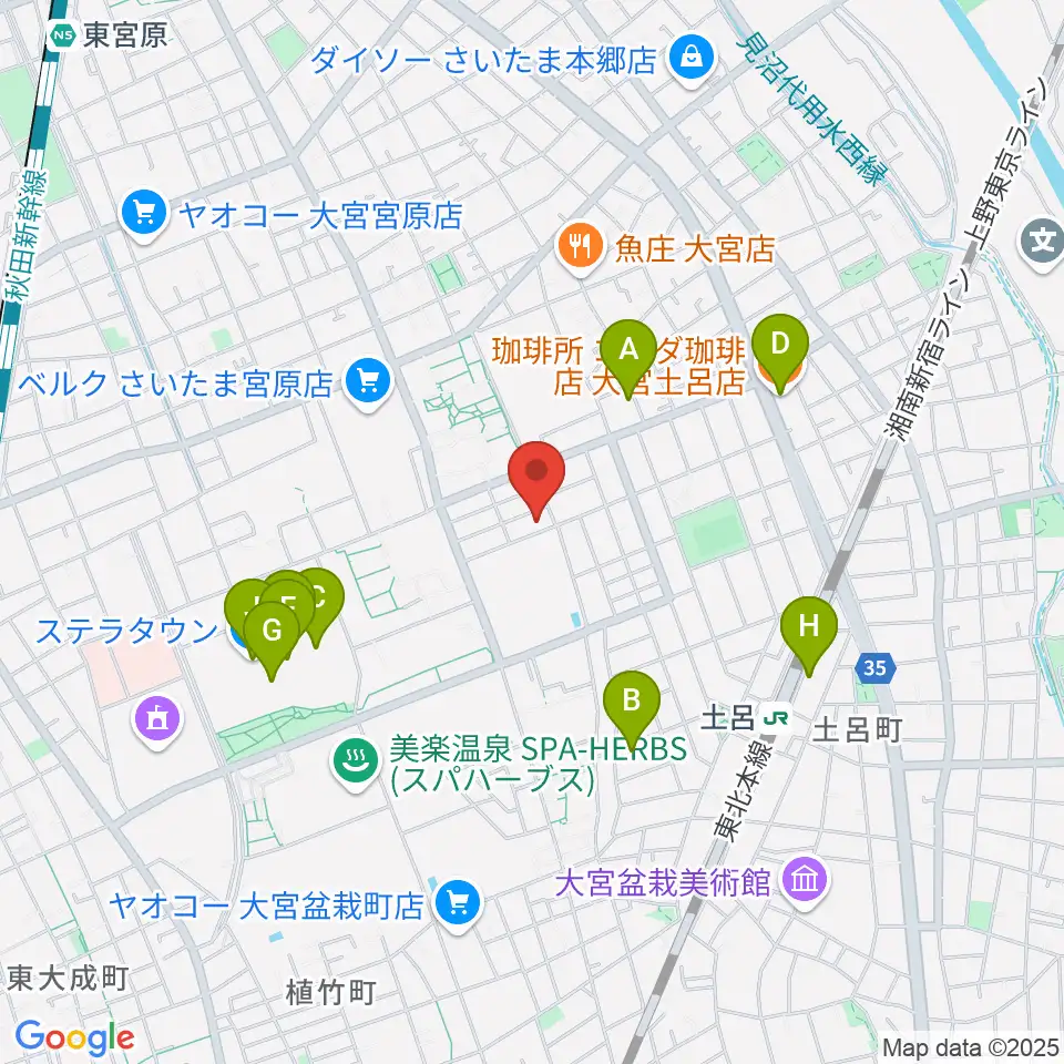 イプシロン・ピアノクラブ周辺のカフェ一覧地図