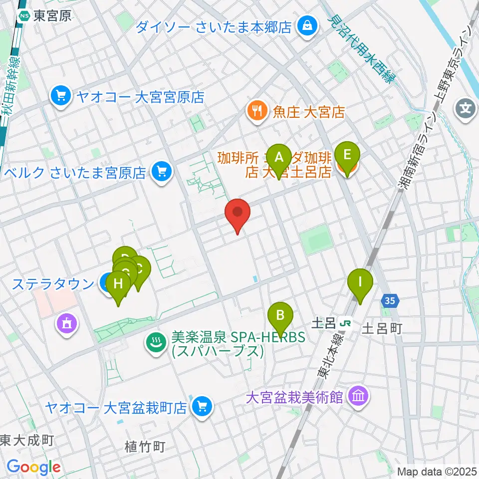 イプシロン・ピアノクラブ周辺のカフェ一覧地図