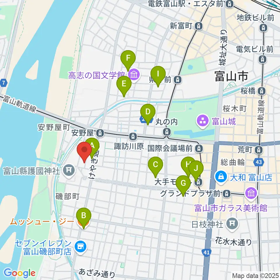 学校法人富山音楽院周辺のカフェ一覧地図