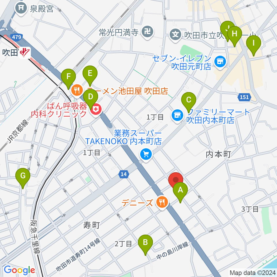 スタジオユー周辺のカフェ一覧地図