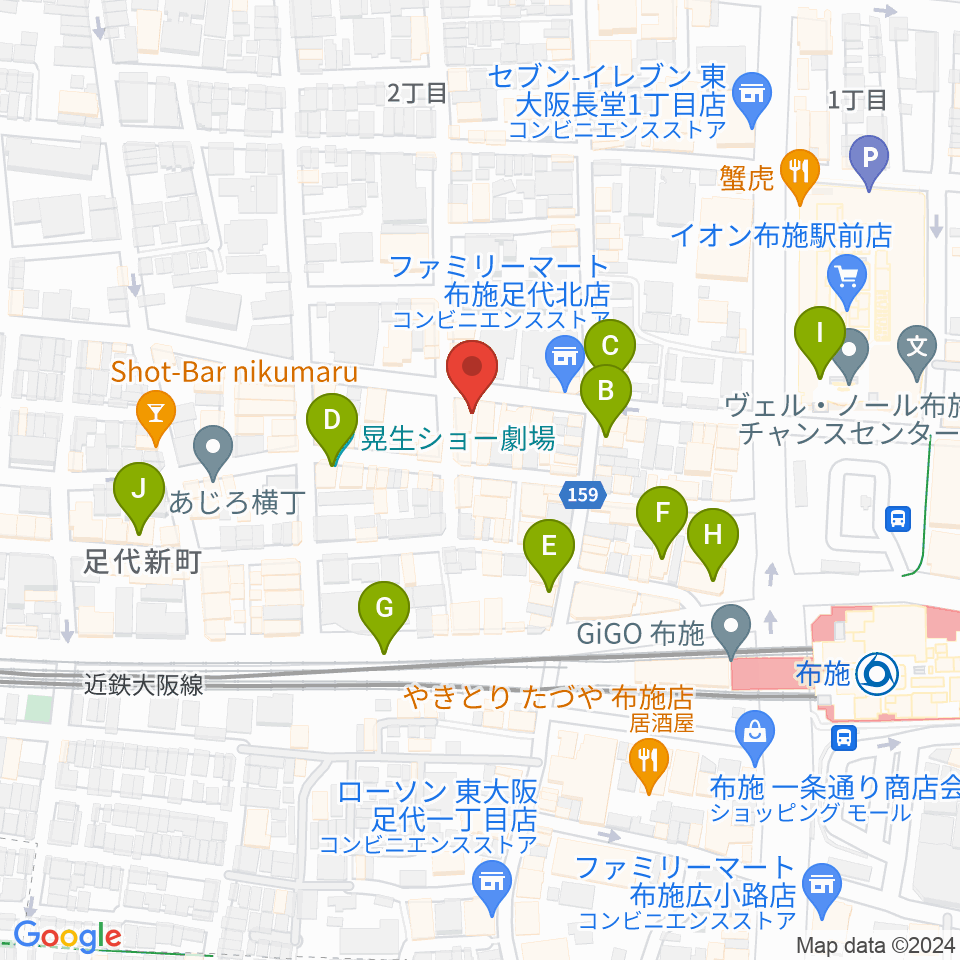 布施アルススタジオ周辺のカフェ一覧地図