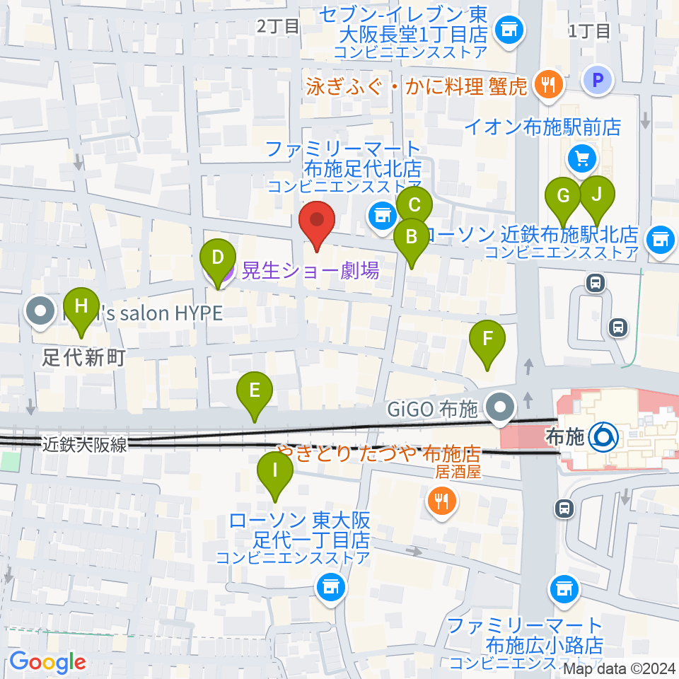 布施アルススタジオ周辺のカフェ一覧地図