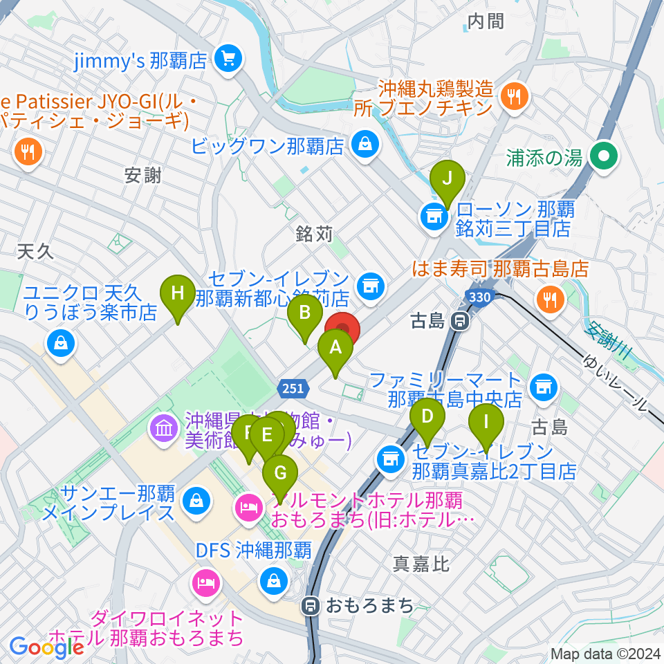 アクア音楽院周辺のカフェ一覧地図