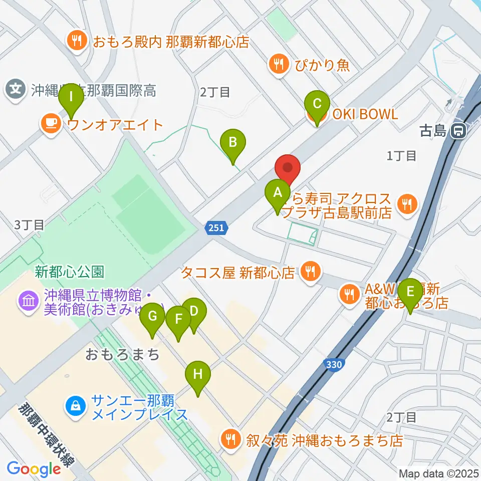 アクア音楽院周辺のカフェ一覧地図