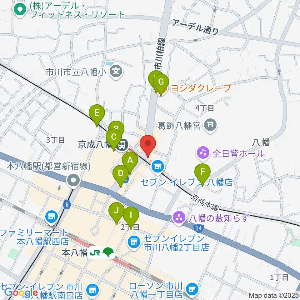KSP音楽教室周辺のカフェ一覧地図