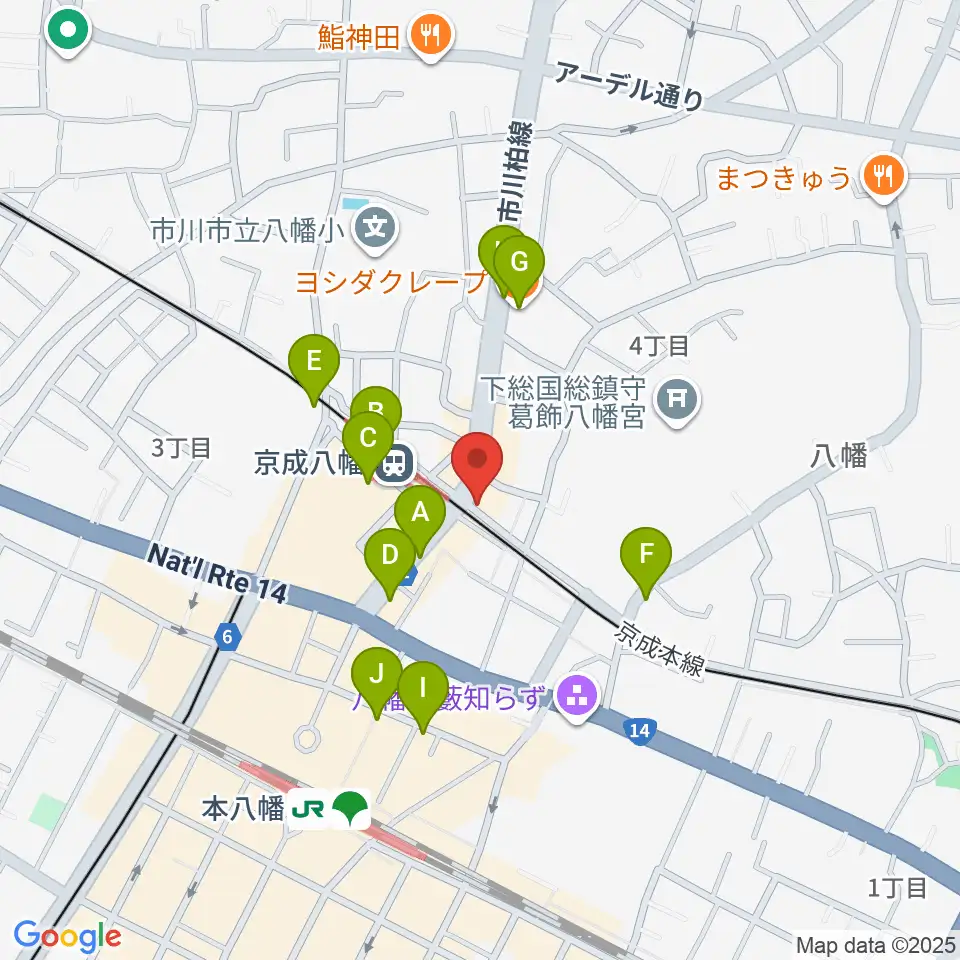 KSP音楽教室周辺のカフェ一覧地図