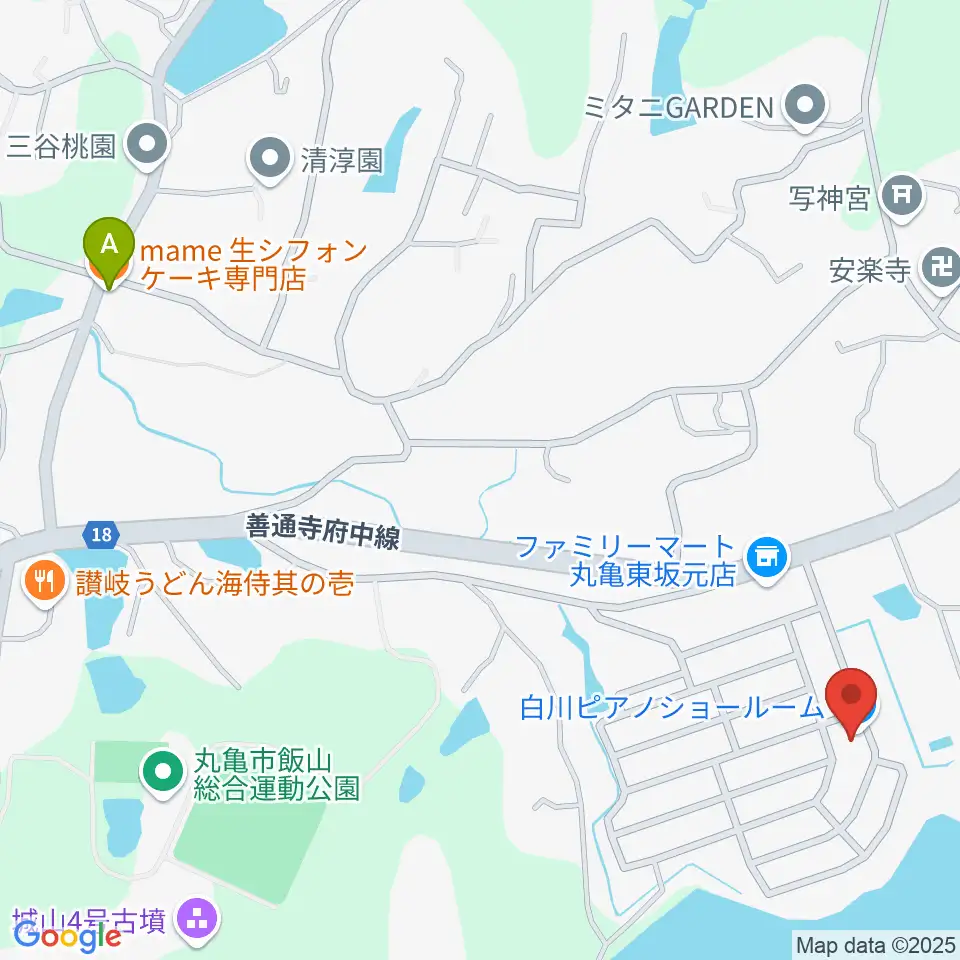 白川ピアノ調律所周辺のカフェ一覧地図