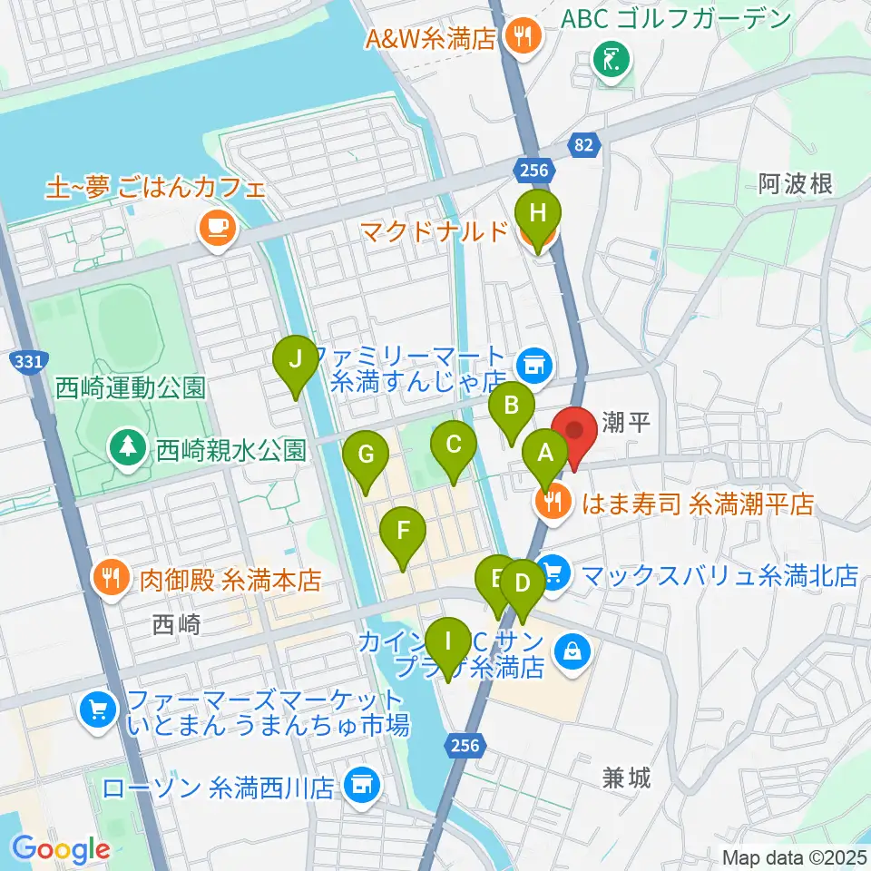 フリューゲル音楽教室周辺のカフェ一覧地図