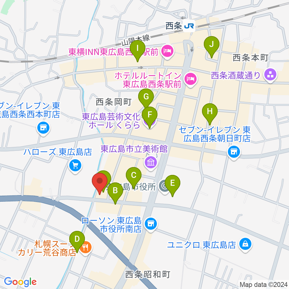 キハラ楽器 東広島センター周辺のカフェ一覧地図