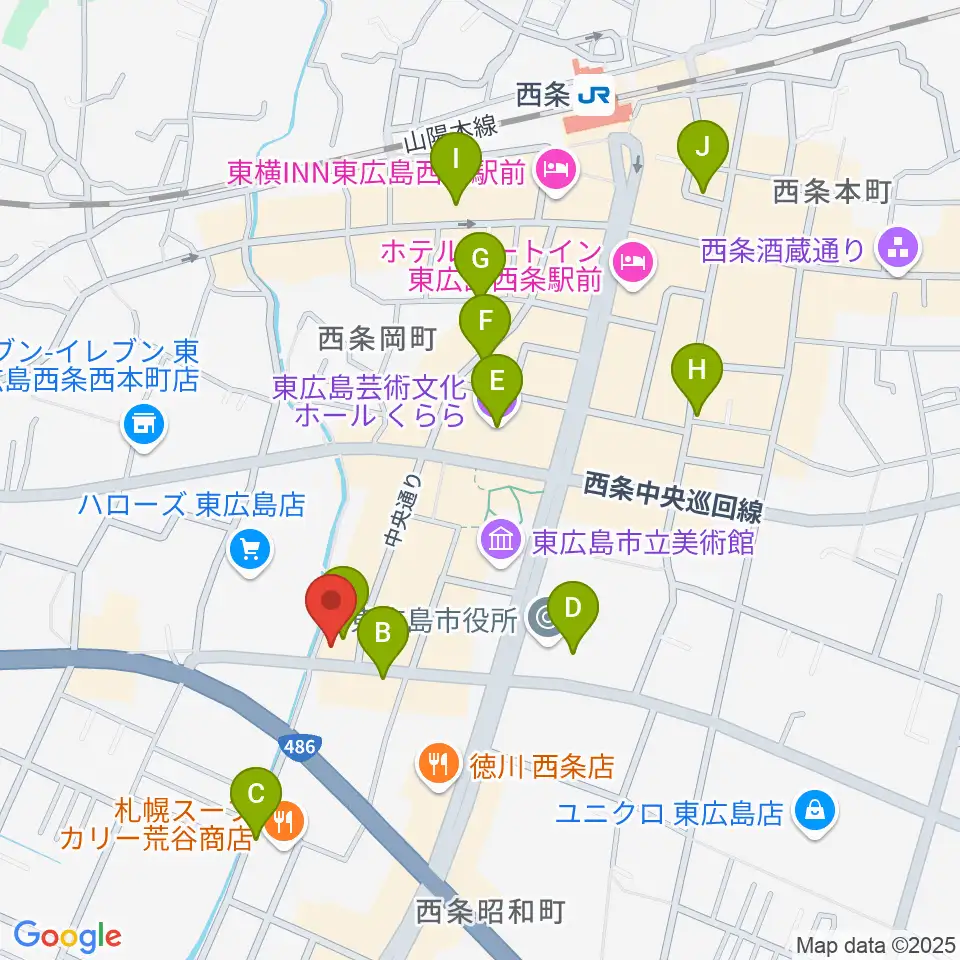 キハラ楽器 東広島センター周辺のカフェ一覧地図
