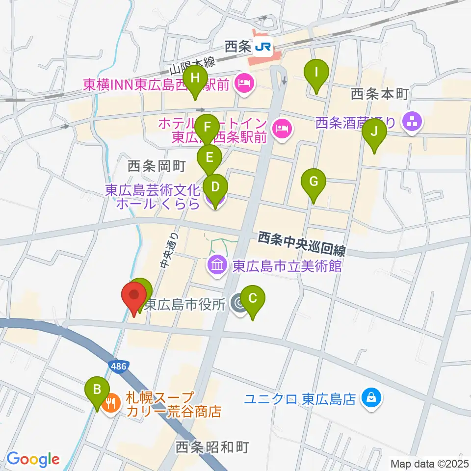 キハラ楽器 東広島センター周辺のカフェ一覧地図