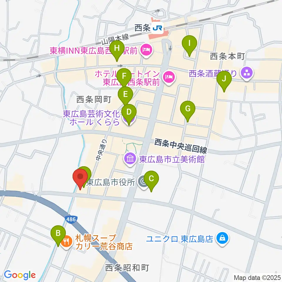 キハラ楽器 東広島センター周辺のカフェ一覧地図