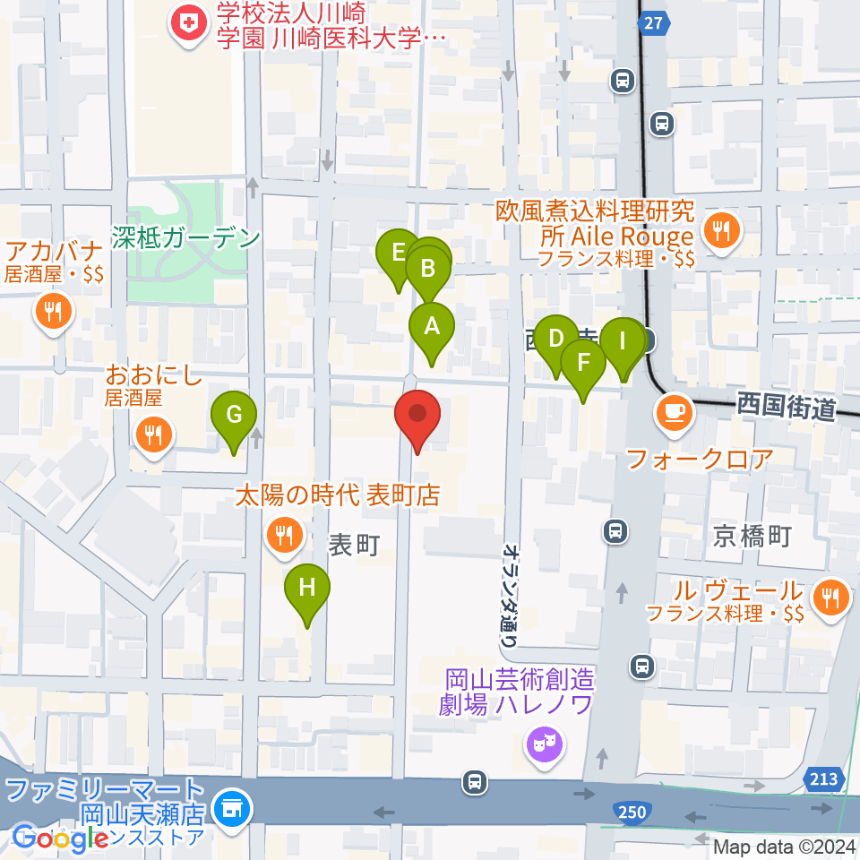 イマージュ・楽器堂周辺のカフェ一覧地図