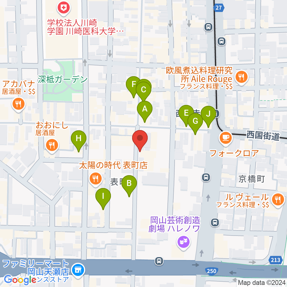 イマージュ・楽器堂周辺のカフェ一覧地図